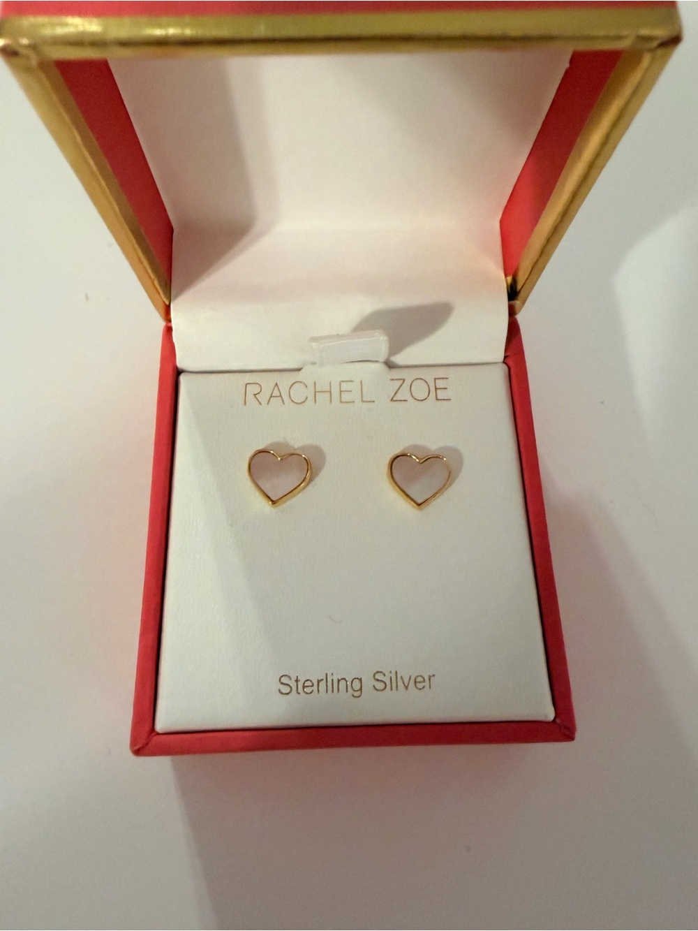 Rachel Zoe Gold-Tone Heart Stud Earrings with Pale Pink Inlay